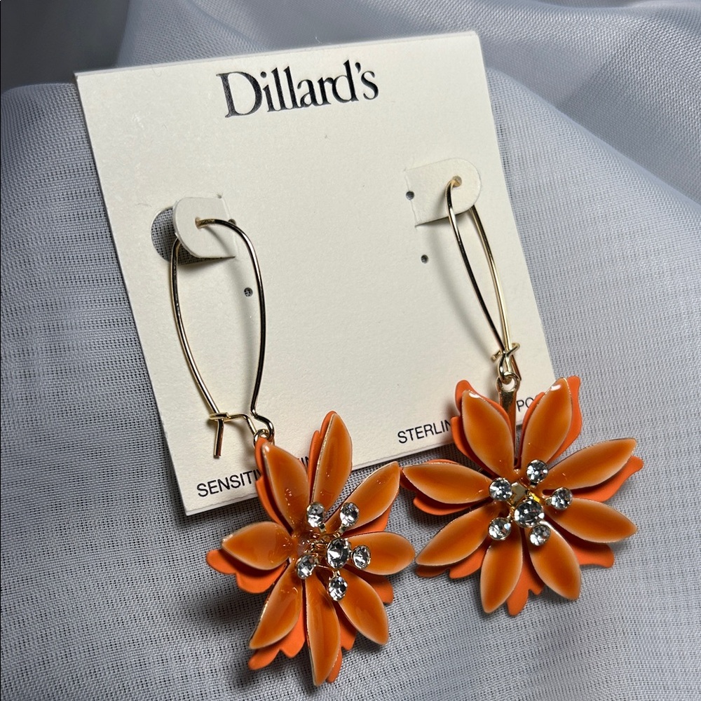 Orange Flower Earrings